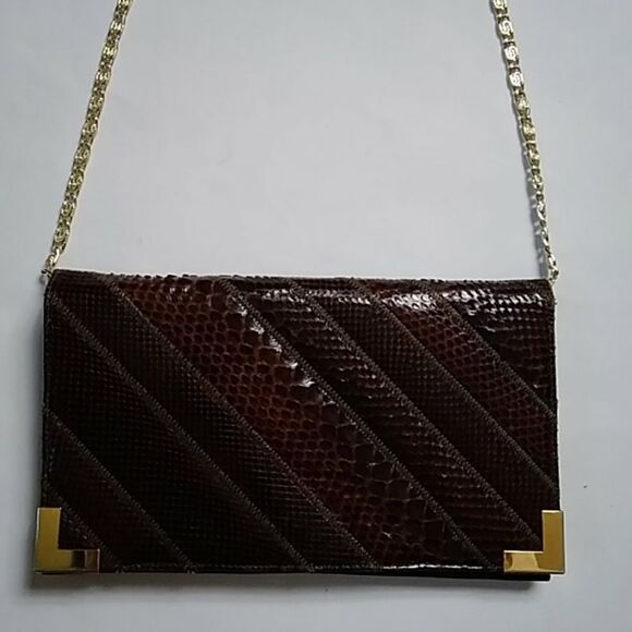 Bogs by Varon VTG Python hon & Snakeskin Clutch Envelope Women Bag - Picture 3 of 16